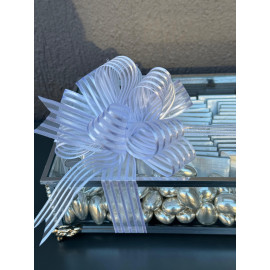 25x17 CM METAL DİKDÖRTGEN CAM KUTUDA GÜMÜŞ MADLEN ÇİKOLATA VE GÜMÜŞ DRAJE